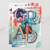 水彩写真卒業 招待状 (正面/裏面)