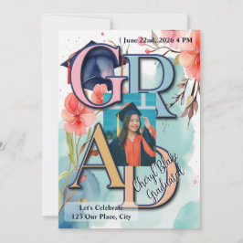 水彩写真卒業 招待状