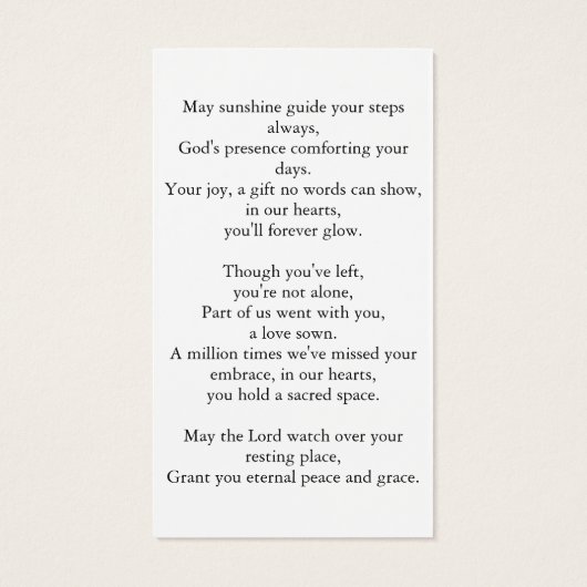 水彩写真記念祈りの言葉カード (裏面)