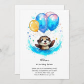 水彩写真誕生日招待状 招待状 (正面/裏面)