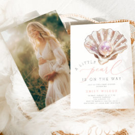 水彩写真 リトルパール ベビーシャワー 招待状