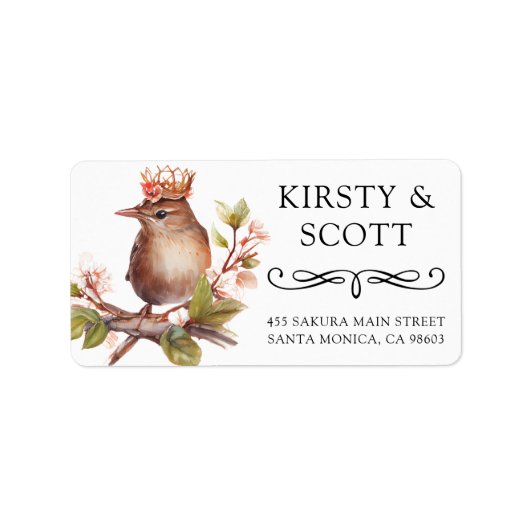 水彩冠春鳥アドレス ラベル (正面)