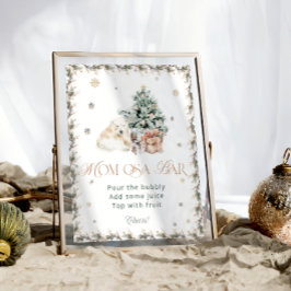 水彩冬かわいいホッキョクグマmom-osaバー ポスター