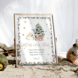 水彩冬かわいいホッキョクグマmom-osaバー ポスター