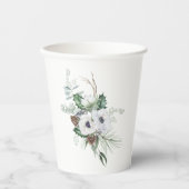 水彩冬のあじさいの花のベビーシャワー 紙コップ (正面)