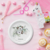 水彩冬のあじさい 花 ベビーシャワー ペーパープレート (パーティー)