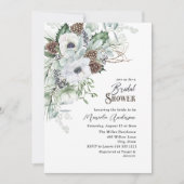 水彩冬のアネモネス花ブライダルShowe 招待状 (正面)