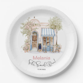 水彩冬のアネモネ花の赤ちゃんシャワー ペーパープレート