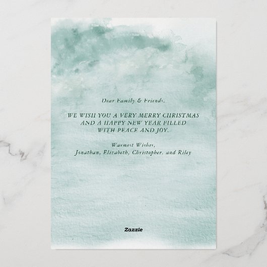 水彩冬のウッドランドクリスマスディアー 箔シーズンカード (裏面)