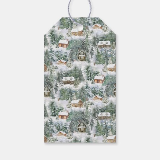水彩冬のウッドランドホームメリークリスマス ギフトタグ (裏面)