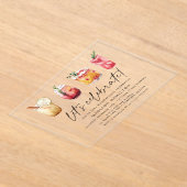 水彩冬のカクテル誕生日パーティー アクリル招待状 (レイダウン)