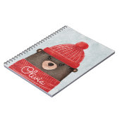 水彩冬のクマ。クリスマスウッドランド動物 ノートブック (左側)