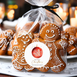 水彩冬のクリスマスオーナメント ラウンドシール