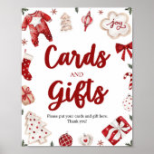 水彩冬のクリスマスカードとギフトサイン ポスター (正面)