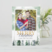 水彩冬のクリスマスツリー シーズンカード (スタンド正面)