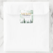 水彩冬のクリスマスツリー スクエアシール (バッグ)