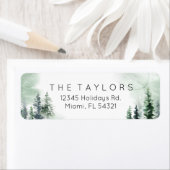 水彩冬のクリスマスツリー ラベル (インサイチュ)