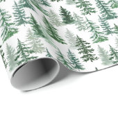 水彩冬のクリスマスフォレスト ラッピングペーパー (ロールコーナー)