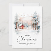 水彩冬のクリスマスランドスケープ企業の シーズンカード (正面)