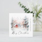 水彩冬のクリスマスランドスケープ企業の シーズンカード (スタンド正面)