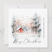 水彩冬のクリスマスランドスケープ企業の シーズンカード (正面)
