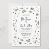 水彩冬のクリスマスリーフ結婚ズ 招待状 (正面)