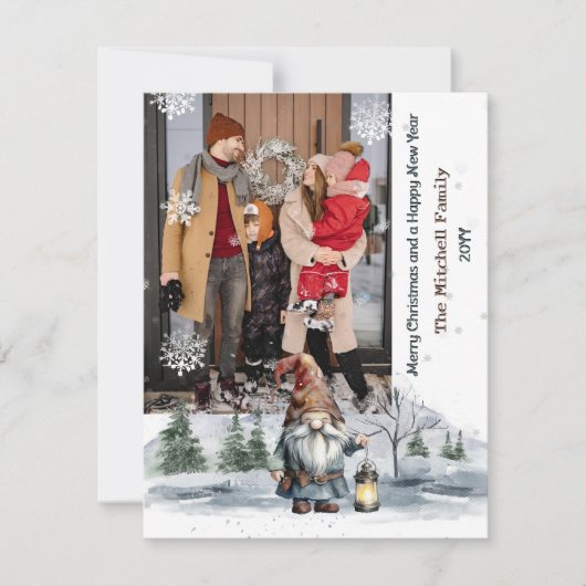 水彩冬のクリスマス格言写真 シーズンカード (正面)