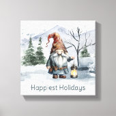 水彩冬のクリスマス格言 キャンバスプリント (正面)