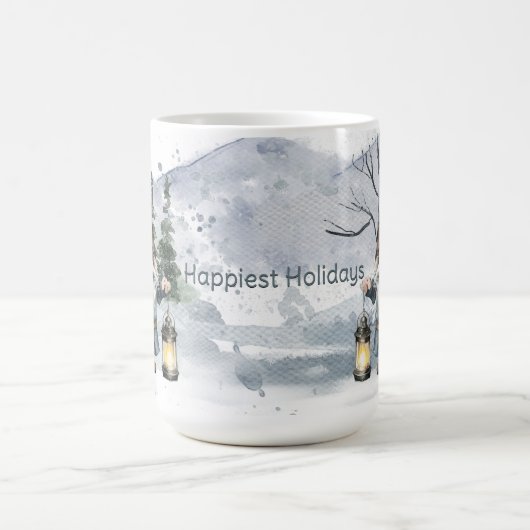 水彩冬のクリスマス格言 コーヒーマグカップ (中央)