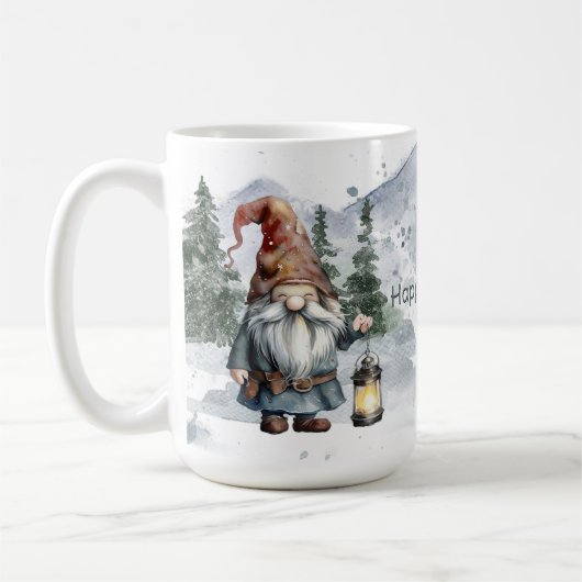 水彩冬のクリスマス格言 コーヒーマグカップ (左)