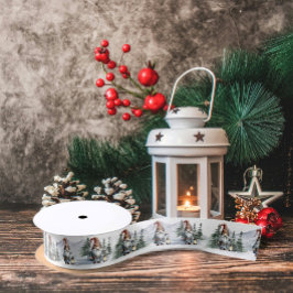 水彩冬のクリスマス格言 サテンリボン