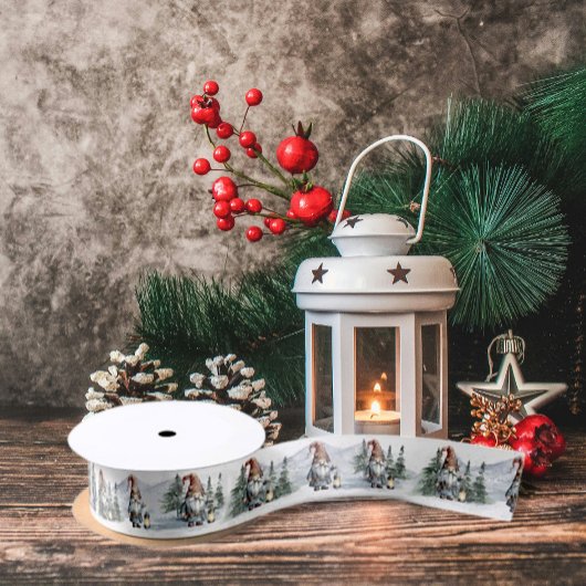 水彩冬のクリスマス格言 サテンリボン