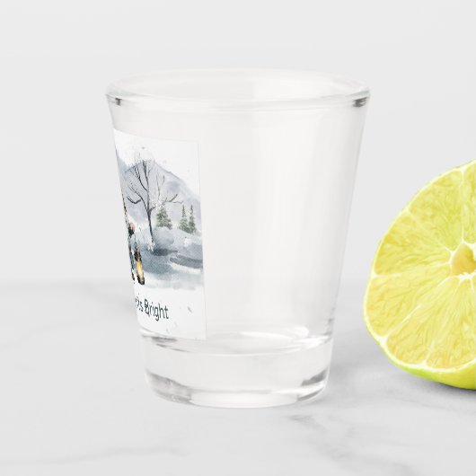 水彩冬のクリスマス格言 ショットグラス (右)