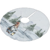 水彩冬のクリスマス格言 ブラッシュドポリエステルツリースカート (アングル)