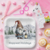 水彩冬のクリスマス格言 ペーパープレート (パーティー)