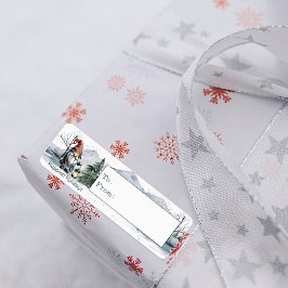 水彩冬のクリスマス格言 ラベル