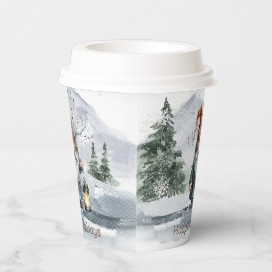 水彩冬のクリスマス格言 紙コップ (右)