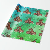 水彩冬のクリスマス　森の鹿　動物たち ラッピングペーパー (アンロールド)