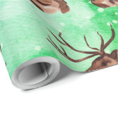 水彩冬のクリスマス　森の鹿　動物たち ラッピングペーパー (ロールコーナー)