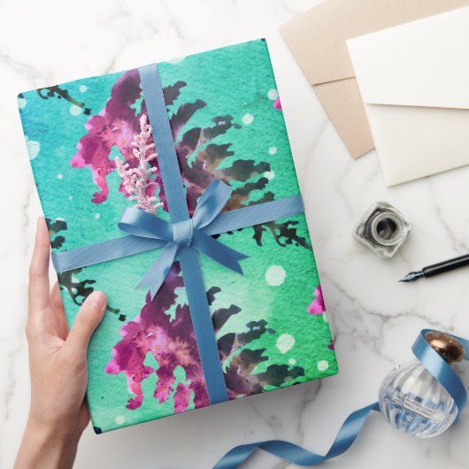 水彩冬のクリスマス　森の鹿　動物たち ラッピングペーパー (ギフト)