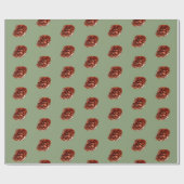 水彩冬のクリスマス　森林の円錐　グリーン ラッピングペーパー (フラット)