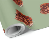 水彩冬のクリスマス　森林の円錐　グリーン ラッピングペーパー (ロールコーナー)