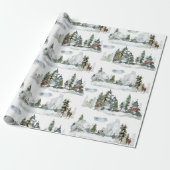 水彩冬のシーンウッドランドフォレストトインデアW ラッピングペーパー (アンロールド)