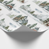 水彩冬のシーンウッドランドフォレストトインデアW ラッピングペーパー (角)
