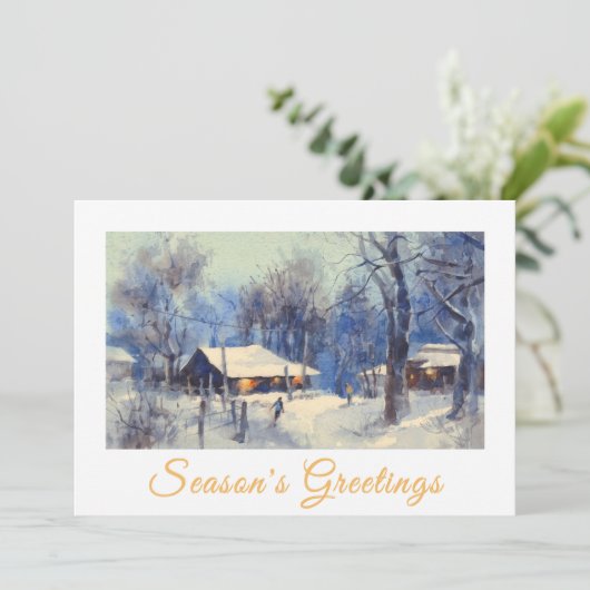 水彩冬のシーンビジネス季節のごあいさつ シーズンカード (スタンド正面)