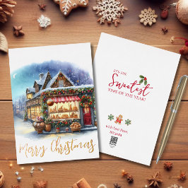 水彩冬のシーンメリークリスマス金ゴールド 箔シーズンカード