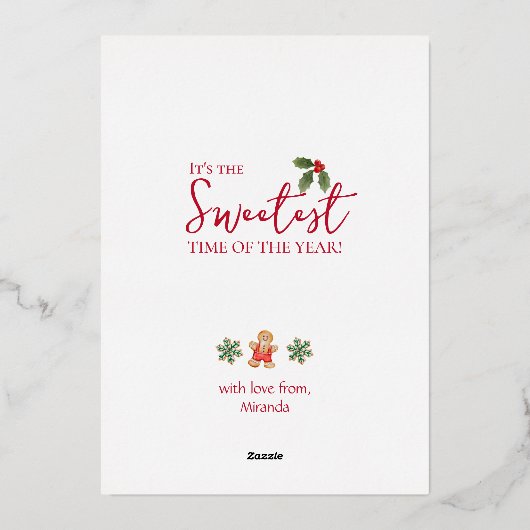 水彩冬のシーンメリークリスマス金ゴールド 箔シーズンカード (裏面)