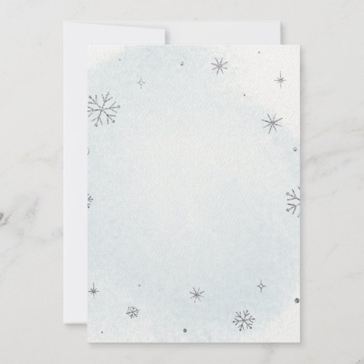 水彩冬のジェンダーが赤ちゃんシャワーを明らかにする 招待状 (裏面)