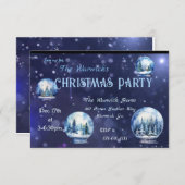 水彩冬のスノーグローブクリスマスカスタムパーティー 招待状 (正面/裏面)
