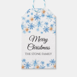水彩冬のスノーフレークメリークリスマス ギフトタグ